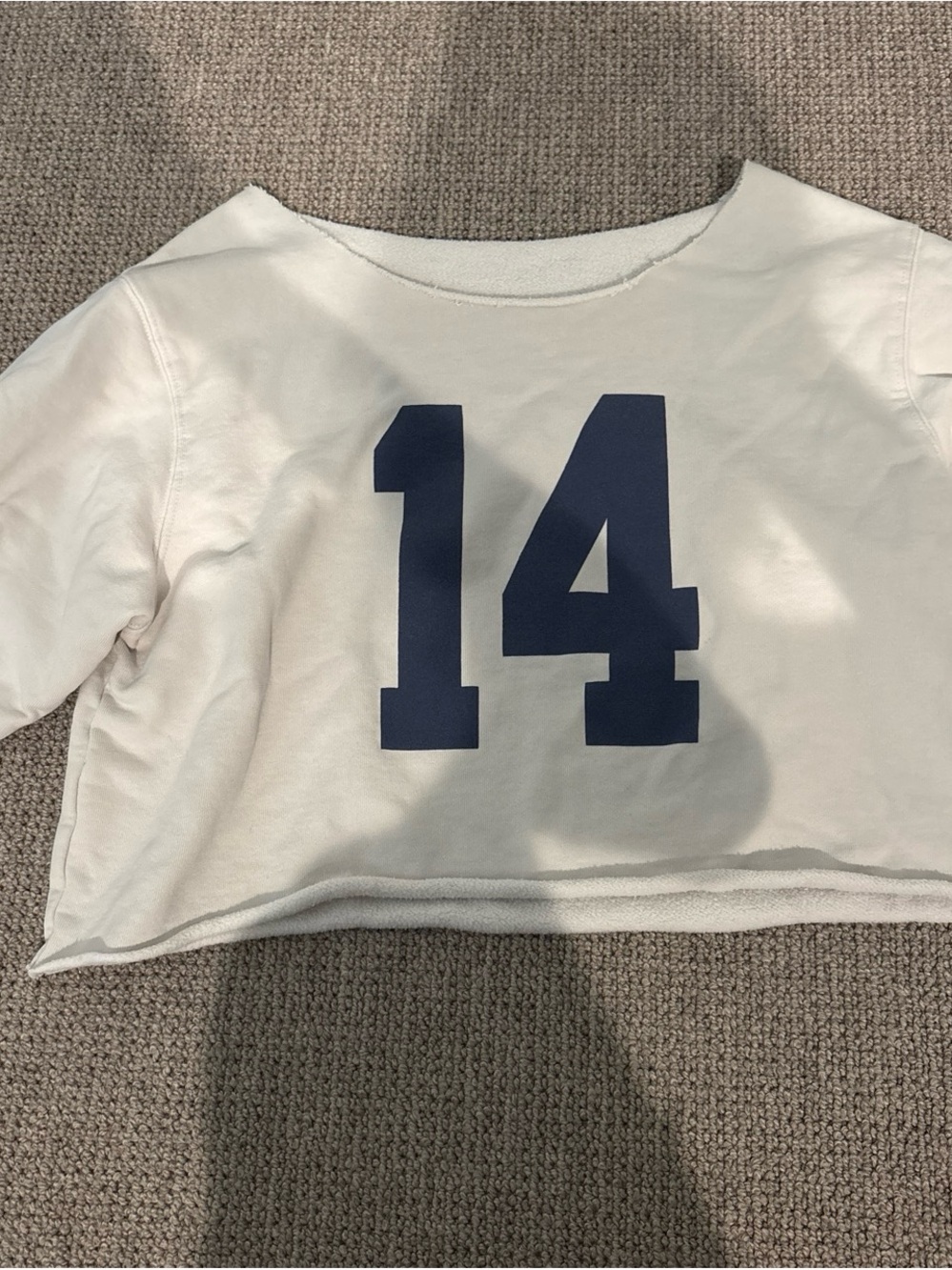 BRANDY LONG SLEEVE White Crop Sweatshirt with Navy Number 14